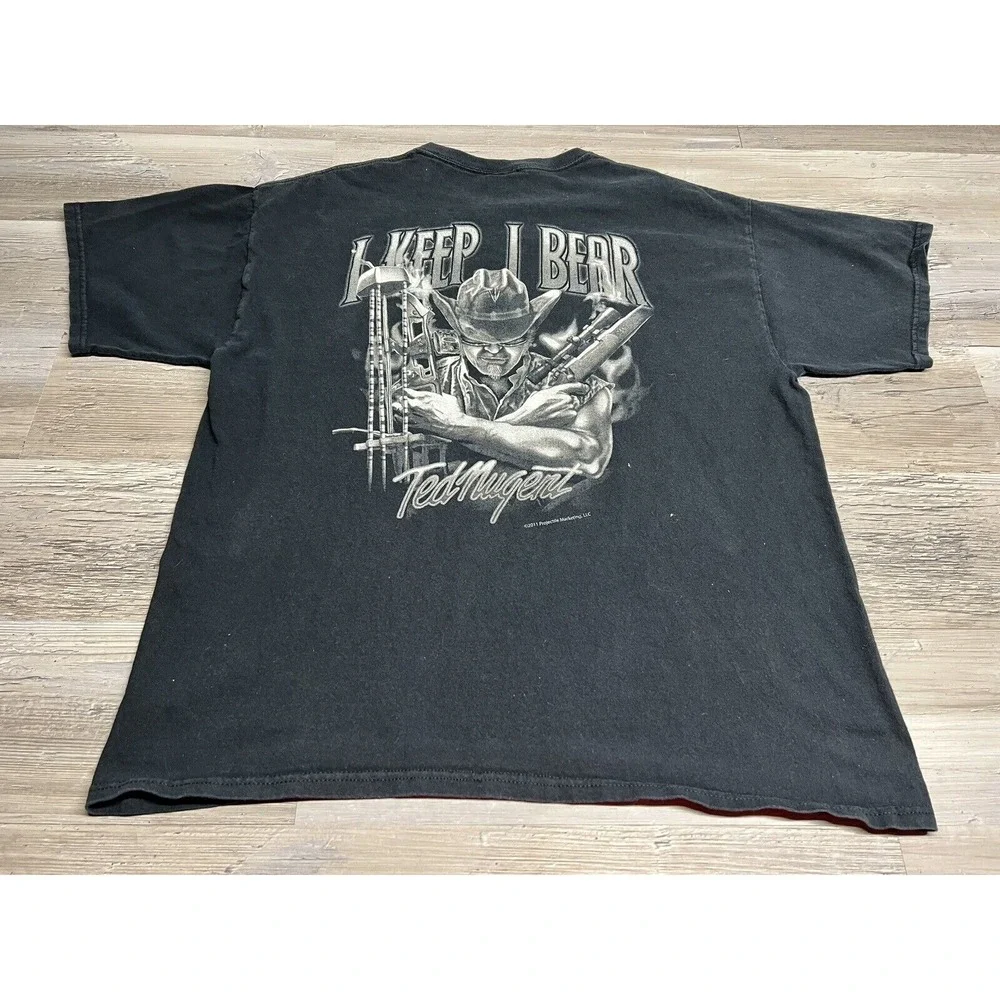 Ted Nugent T-Shirt Adult XL Black Spirit of The Wild I Keep I Beer Faded‎